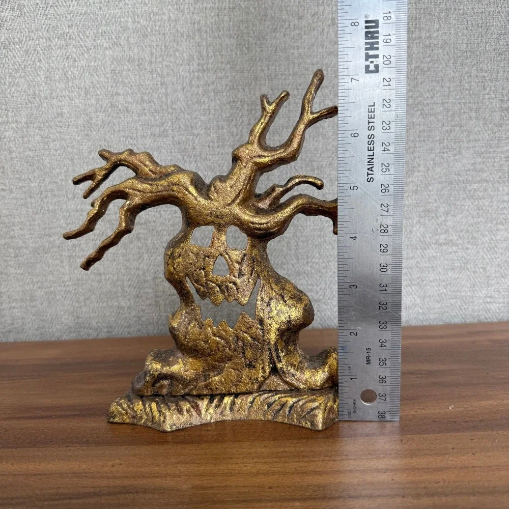 Vintage Cats Iron Gold Spooky Haunted Tree Tea Light Candle Holder Halloween
